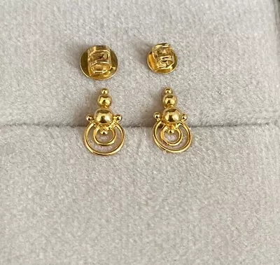 New 22k Pure Unique Gold Small Stud Earring Indian Handmade 0.90 Gms • £80.31