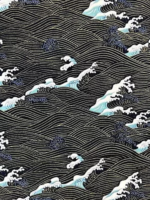 Japanese Metalic Waves  Fabric 60” Inches Wide 1 Meter 100% Cotton • £12.99