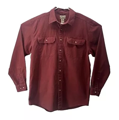 L. L. Bean RED Long Sleeve Button Up Cotton Heavyweight Shirt Size M-Tall • $19.99