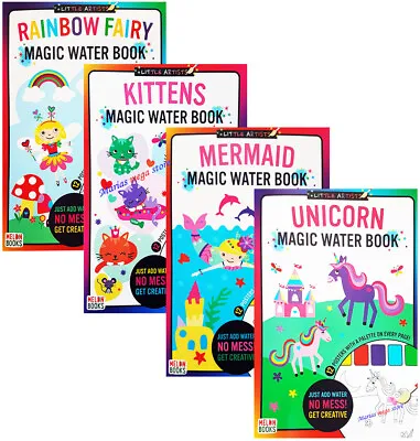 Children's Magic Painting Colouring Book Books Create Water Art Unicorn Fairies • £4.49