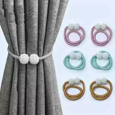 1 Pair Magnetic Curtain Tiebacks Holdbacks Buckle Clips Weave Rope Tie Backs UK • £4.99