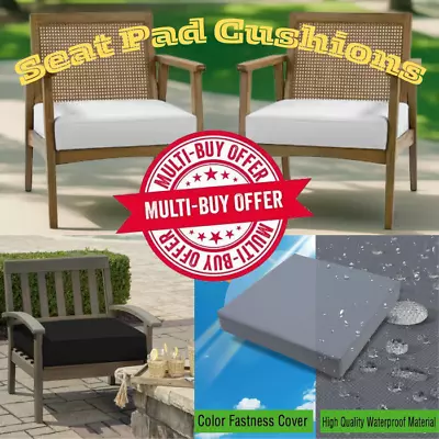 Waterproof Outdoor Seat Pads Cushions For Garden Rattan Chair Pads All Purpose • £14.99