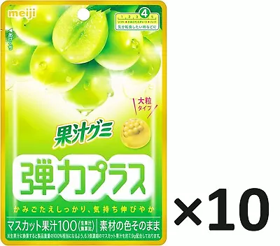 Meiji [ Fruit Gummy Candy Chewy Plus : Muscat 48g ×10pcs ] Hard Chewy Type • $39.99