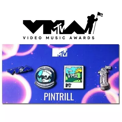⚡RARE⚡ PINTRILL X MTV VIDEO MUSIC AWARDS SET OF 4 MTV PINS *BRAND NEW* 🎵🎸 • $125