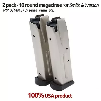 2 Magazines For S&W 595906 Marlin Camp 9mm 10 Round S.S • $30