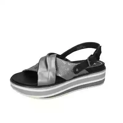 Women's Shoes WRANGLER 8 (EU 38) Sandals Black Leather Gray BC666-38 • $49.90