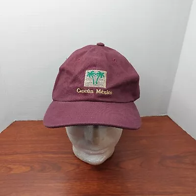 Vtg Cancun Mexico Faded Purple Denim Strap Back Dad Hat Cap • $14.99