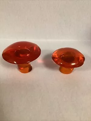 MCM Viking Glass Vintage Mushroom Paperweight Persimmon Pair • $225