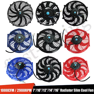 Universal Slim Fan Push Pull Electric Radiator Cooling Fan Black & Red & Blue • $18.99