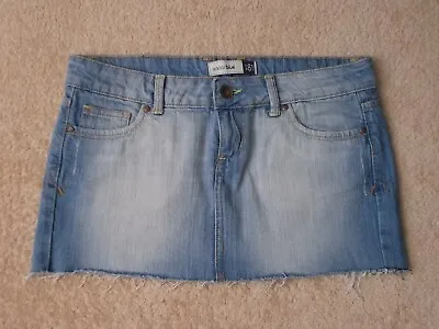 Denim Micro Mini Skirt ANCHOR BLUE Y2k Clean Distressed Soft Size 9  32 X 11  • $15