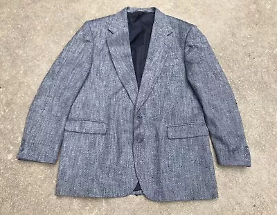 Haggar Gentlemen's Fit Imperial USA Blue Gray White Tweed 2 Button Jacket Sz 46 • $29.99