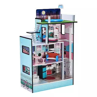  Kids Dreamland Barcelona Dollhouse With 10 Accessories Turquoise/Black • $103.55