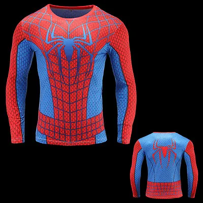 Mens Spiderman Compression Top Gym Superhero Avengers Marvel Muscle Gift Present • £14.99