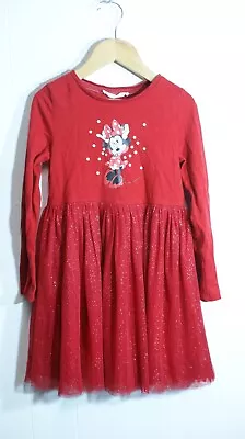 M&S DISNEY Minnie Mouse Glitter Skirt Dress -red- Age 6-7 Years (NA149) • £4.99