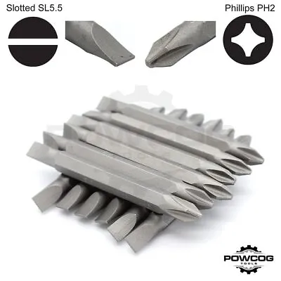 Double Ended Magnetic Drive Bit  Phillips (ph2) & Slotted (sl5.5)  Multi Packs • £3.95