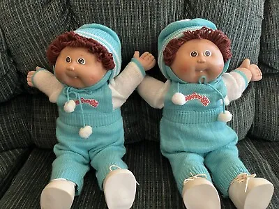 Twin Boy Cabbage Patch Dolls Brown Hair Brown Eyes. Xavier Roberts’ Signed • $99.99