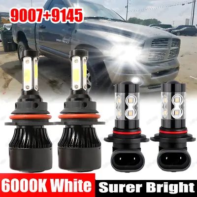 LED Headlight + Fog Light Bulbs COB For 2003 2004 2005 Dodge Ram 1500 2500 3500 • $24.99