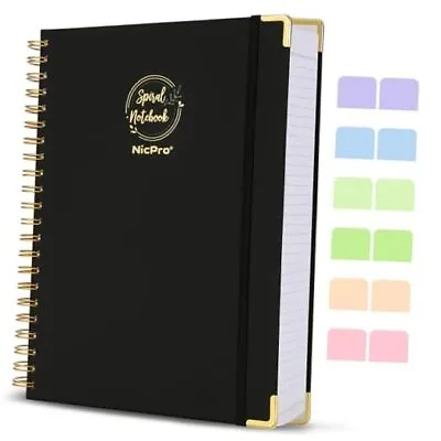 Spiral Notebook 300 Page8.5 X 11  Leather Hardcover Note Book Journal A4 Black • $30.37