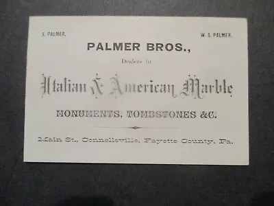 Early 1900's Advertising Card Palmer Bros Marble / Tombstones Fayette County Pa • $15