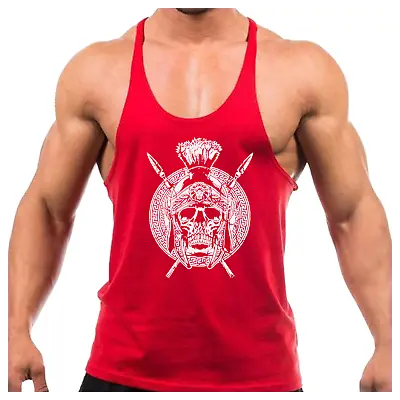 £7.99 • Buy Skull And Spears Gym Vest Bodybuilding Muscle Training Weightlifting Top New