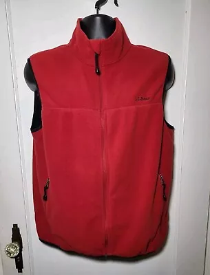 LL Bean Men's Red Sleeveless Fleece Full Zip Polyester Vest (Medium) • $19.99