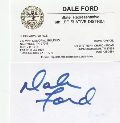 Former Mlb Umpire & Tennessee State Rep Dale Ford Signed Business Card • $15