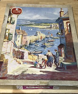 Antique Vintage Chad Valley Wooden Jigsaw Puzzle Game Harbour 120 Pieces Box • £12.90