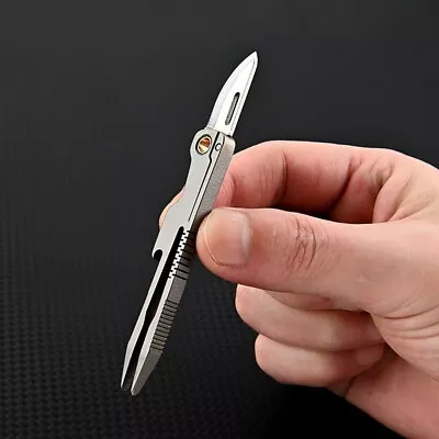 EDC Titanium Alloy Multi Tools Tweezers Opener Pocket Outdoor Folding Knife • $3.25