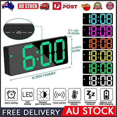 LED Digital Clock Mirror Display Snooze Alarm Temperature Time Desk Table Decor • $16.02