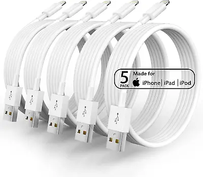 $15.44 • Buy Apple Iphone Charger Lightning Cable 10FT Foot Long MFI Certified 5 Pack