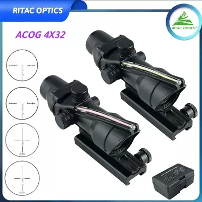 Trijicon Acog Clone 4x32 Scope Reticle Sight Fiber Chevron Optic Scope • $93.46