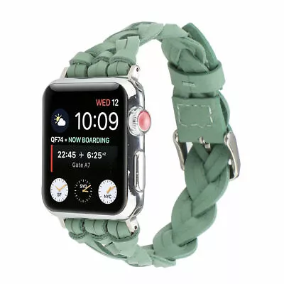 $17.99 • Buy Woven Leather Band Women Strap For Apple Watch Series 7 6 5 SE IWatch SE 44 45MM