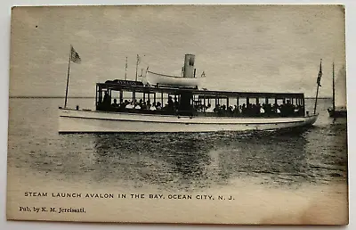 Ca 1900s NJ Postcard Ocean City New Jersey Steam Launch Avalon In Bay Steamboat • $12.99