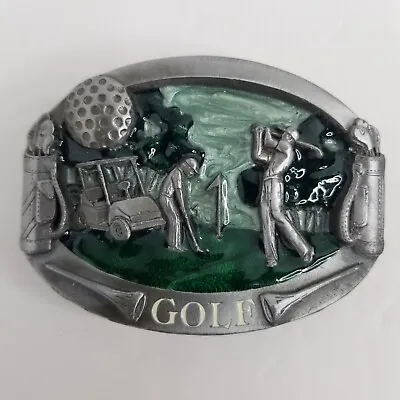 Buckles Of America Masterpiece Pewter Belt Buckle Enameled Golf  BA-196 USA • $15.34