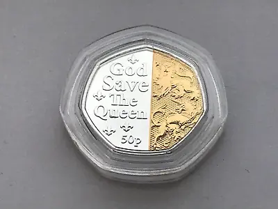 2022 Isle Of Man Platinum Jubilee Dual-plating Silver & 24k Gold 50p Fifty Pence • $55.33