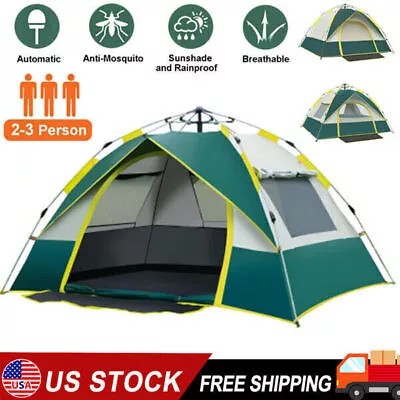 2-3 People Instant Pop Up Tent Automatic Outdoor Telescopic Stick Camping Hiking • $19.59