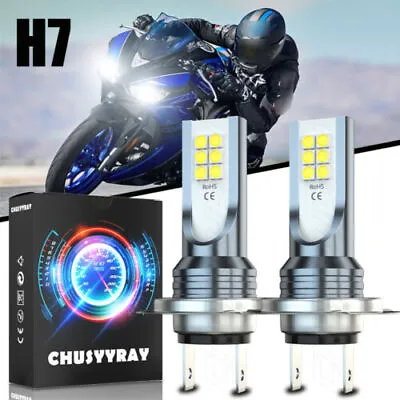 White H7 LED Headlight Bulbs For Yamaha YZF R6 2003-2013 2014 YZF R6S 2006-2009 • $16.99