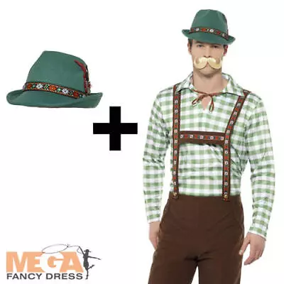 £24.99 • Buy Alpine Bavarian Mens Fancy Dress German Oktoberfest Lederhosen Costume + Hat