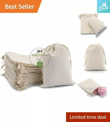 Pack Of 50 Cotton Drawstring Bags - EcoFriendly Muslin Bags - 5x7 Inch Gift Bags • $28.49