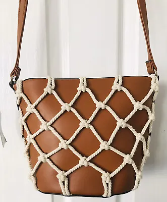 £4.50 • Buy Ladies Faux Tan  Leather Nautical Theme Shoulder  Bag  🌸bnwt