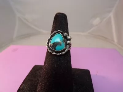 Vintage Southwestern  Sterling Silver  Turquoise Ring Size  # 7 # S 2116 • $39