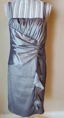 R M Richards Dress Size 10 Metalic Gray Silver Fitted Evening  Formal Lined. • $18