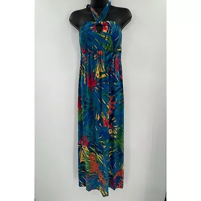 Soma Women Size XS Blue Halter Tropical Print Maxi Dress • $22.87