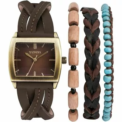 £12.99 • Buy Ladies Kahuna Brown Leather Strap Watch AKLS-0287L & 3 Bracelets RRP £39/ GIFTS