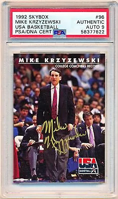 1992 Skybox USA Mike Krzyzewski Gold Ink Autographs Auto #96 PSA/DNA 9 - QTY • $699.99