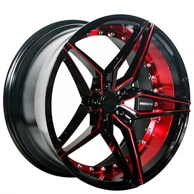 20  Ac Wheels Ac01 Gloss Black Red Inner Extreme Concave Rims (c10) • $1199