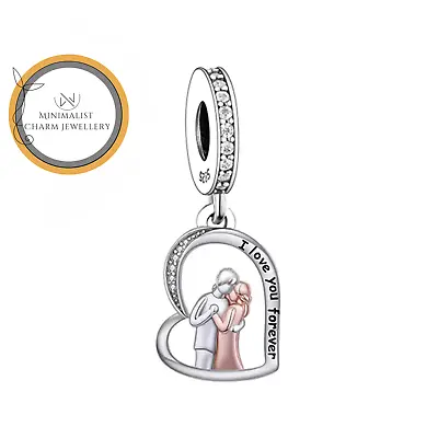 I Love You Forever Couple Heart Dangle Charm Silver Charm Women Gift Charm • $31.99