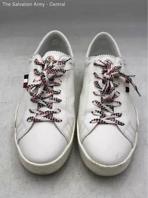 Moncler Mens White Leather Comfort Low Top Lace Up Sneaker Shoes Size 44 COA • $16.50