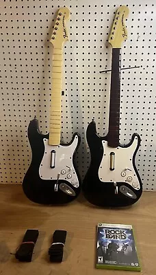 $149.95 • Buy Rock Band Xbox 360 Fender Stratocaster Guitar Bundle Lot Of 2 & Game Tested