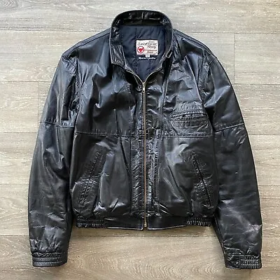 Vintage Sears Jacket Leather Shop Men’s Leather Motorcycle Coat Size 42 Reg Punk • $84.99